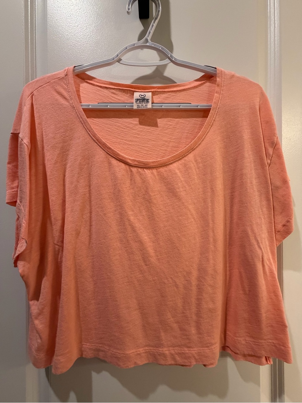 PINK Victoria's Secret Coral Scoop Neck Short Sleeve Tee